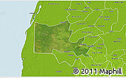 Satellite 3D Map of Maxcanu, physical outside