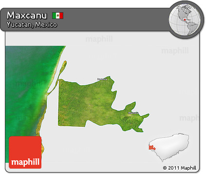 Satellite 3D Map of Maxcanu, single color outside