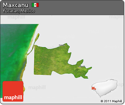 Satellite 3D Map of Maxcanu, single color outside