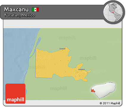 Savanna Style 3D Map of Maxcanu, single color outside