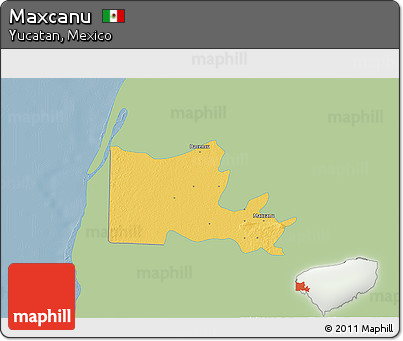 Savanna Style 3D Map of Maxcanu, single color outside