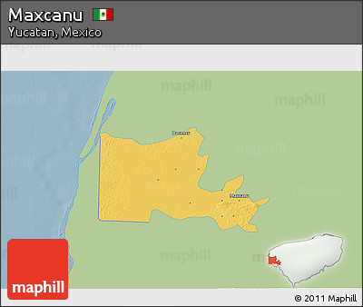Savanna Style 3D Map of Maxcanu, single color outside