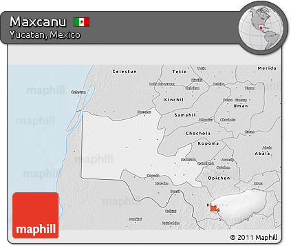 Silver Style 3D Map of Maxcanu