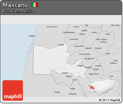 Silver Style 3D Map of Maxcanu