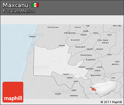 Silver Style 3D Map of Maxcanu