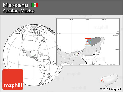 Blank Location Map of Maxcanu, highlighted country, highlighted parent region