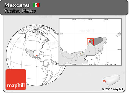 Blank Location Map of Maxcanu, highlighted country, highlighted parent region