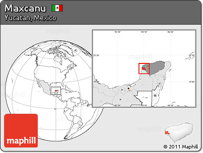 Blank Location Map of Maxcanu, highlighted country, highlighted parent region