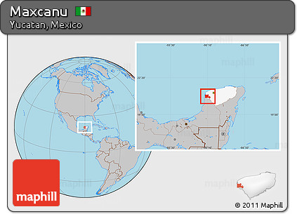 Gray Location Map of Maxcanu, highlighted parent region