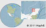 Savanna Style Location Map of Maxcanu, highlighted country, hill shading