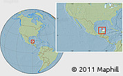 Savanna Style Location Map of Maxcanu, highlighted parent region, within the entire country, hill shading
