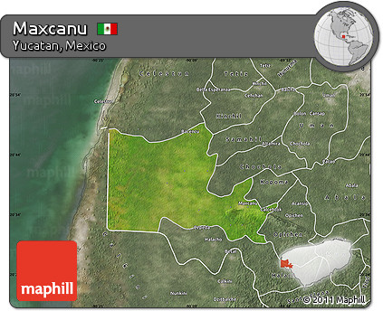 Satellite Map of Maxcanu, semi-desaturated