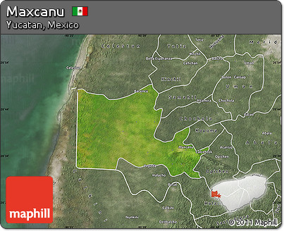 Satellite Map of Maxcanu, semi-desaturated