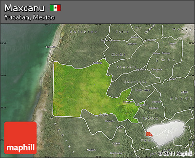Satellite Map of Maxcanu, semi-desaturated