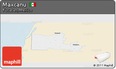 Classic Style Panoramic Map of Maxcanu, single color outside