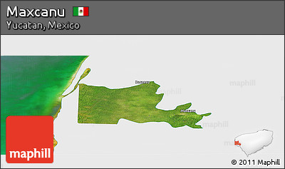 Satellite Panoramic Map of Maxcanu, single color outside