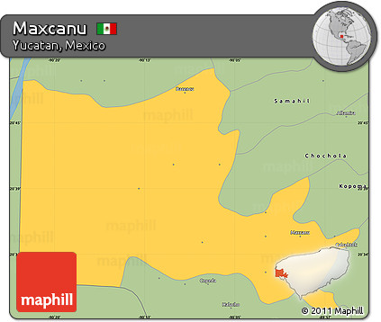 Savanna Style Simple Map of Maxcanu
