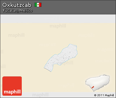 Classic Style 3D Map of Oxkutzcab, single color outside