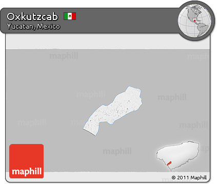 Gray 3D Map of Oxkutzcab, single color outside