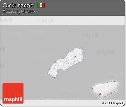 Gray 3D Map of Oxkutzcab, single color outside