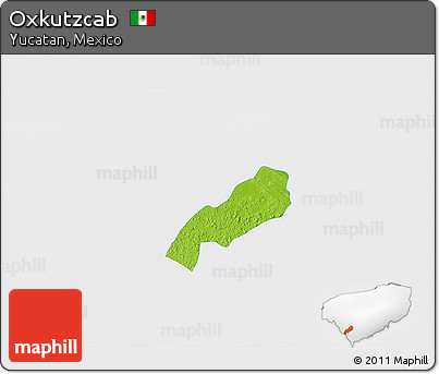 Physical 3D Map of Oxkutzcab, single color outside