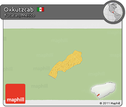 Savanna Style 3D Map of Oxkutzcab, single color outside
