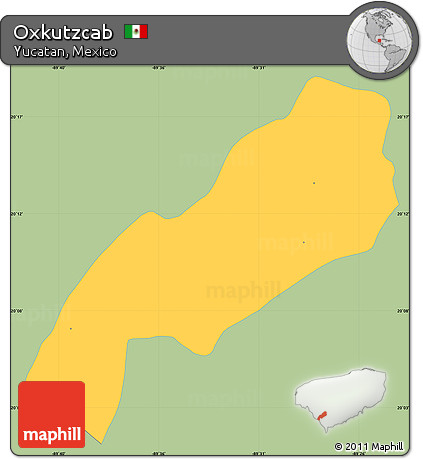 Savanna Style Simple Map of Oxkutzcab, single color outside