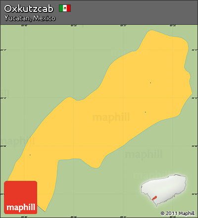 Savanna Style Simple Map of Oxkutzcab, single color outside