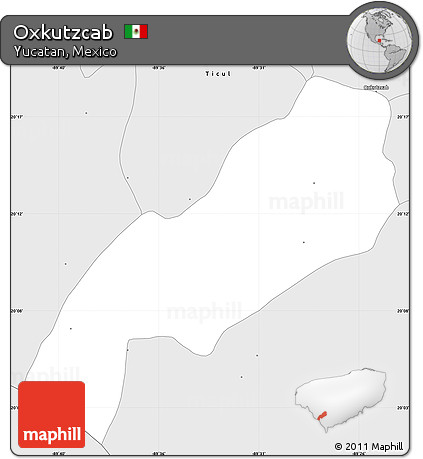 Silver Style Simple Map of Oxkutzcab