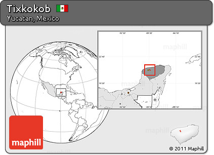 Blank Location Map of Tixkokob, highlighted country, highlighted parent region
