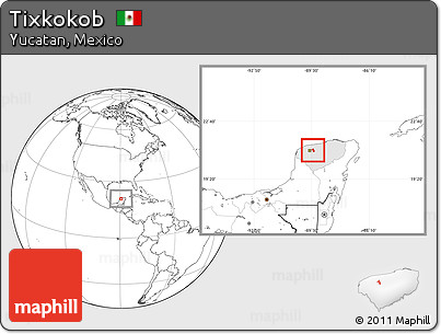 Blank Location Map of Tixkokob, highlighted parent region