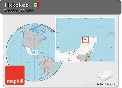 Gray Location Map of Tixkokob, highlighted country