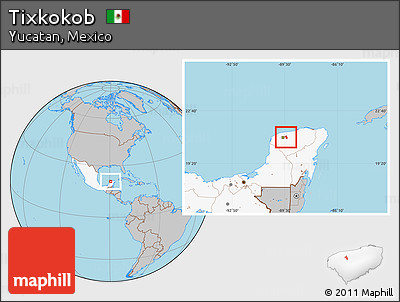 Gray Location Map of Tixkokob, highlighted country