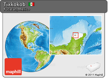 Physical Location Map of Tixkokob, highlighted parent region