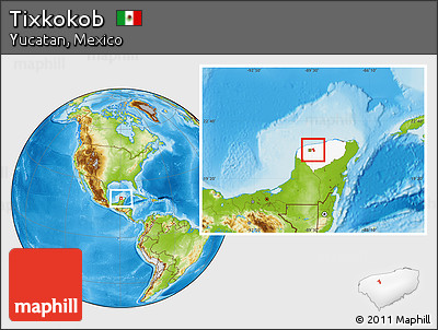 Physical Location Map of Tixkokob, highlighted parent region