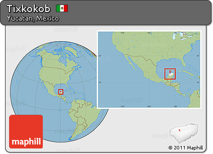 Savanna Style Location Map of Tixkokob, highlighted parent region, within the entire country