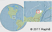 Savanna Style Location Map of Tixkokob, highlighted parent region, hill shading