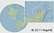 Savanna Style Location Map of Tixkokob, hill shading