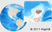 Shaded Relief Location Map of Tixkokob, highlighted country, highlighted parent region