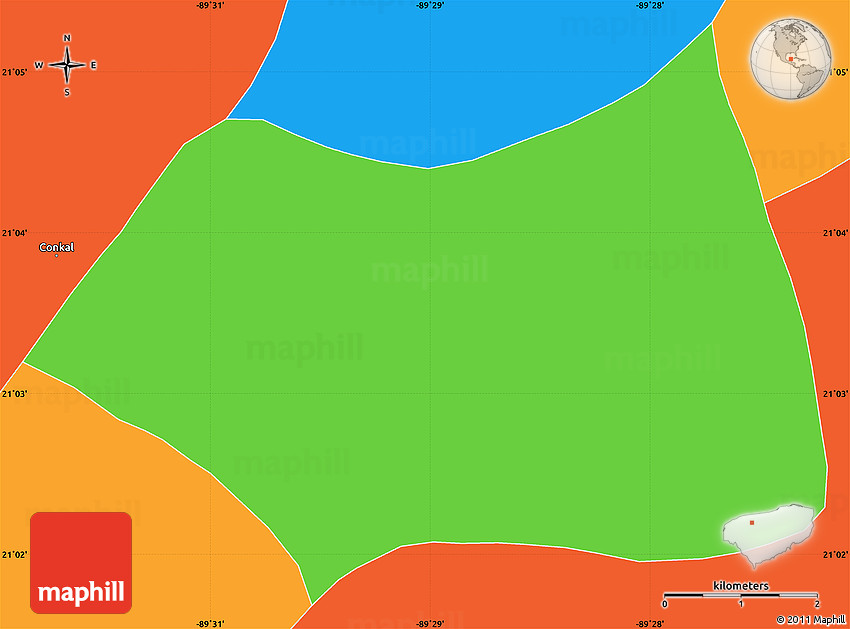 Political Simple Map of Yaxkukul