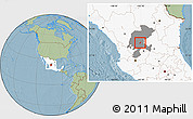 Savanna Style Location Map of Calera, highlighted country, highlighted parent region, hill shading