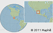 Savanna Style Location Map of Calera, highlighted parent region, within the entire country, hill shading