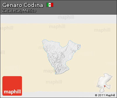 Classic Style 3D Map of Genaro Codina, single color outside