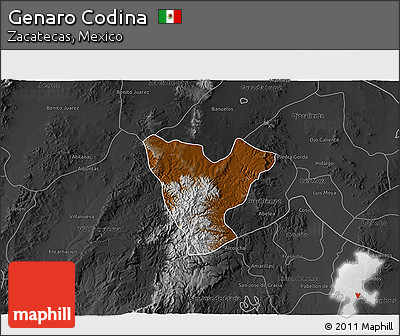 Physical 3D Map of Genaro Codina, darken, desaturated