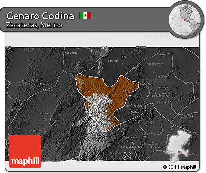 Physical 3D Map of Genaro Codina, darken, desaturated