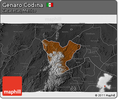 Physical 3D Map of Genaro Codina, darken, desaturated