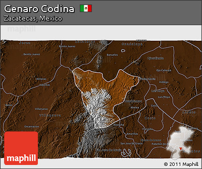 Physical 3D Map of Genaro Codina, darken