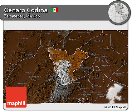Physical 3D Map of Genaro Codina, darken