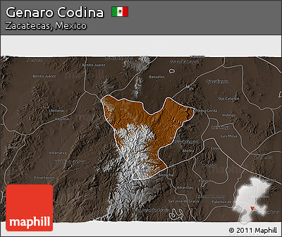 Physical 3D Map of Genaro Codina, darken, semi-desaturated