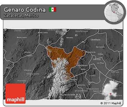 Physical 3D Map of Genaro Codina, desaturated